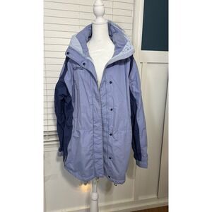 Columbia Hooded Lightweight Interchange Windbreaker Jacket Purplish/Blue 1X